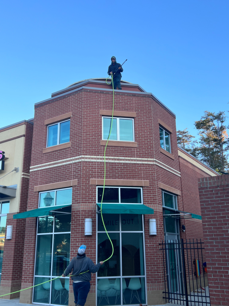 Commercial Pressure Washing at Robinhood Shopping Center in Winston-Salem, NC